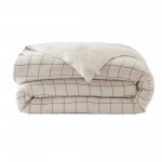 Housse de couette gaze de coton Gaia Match  carreaux 240 x 260 cm beige